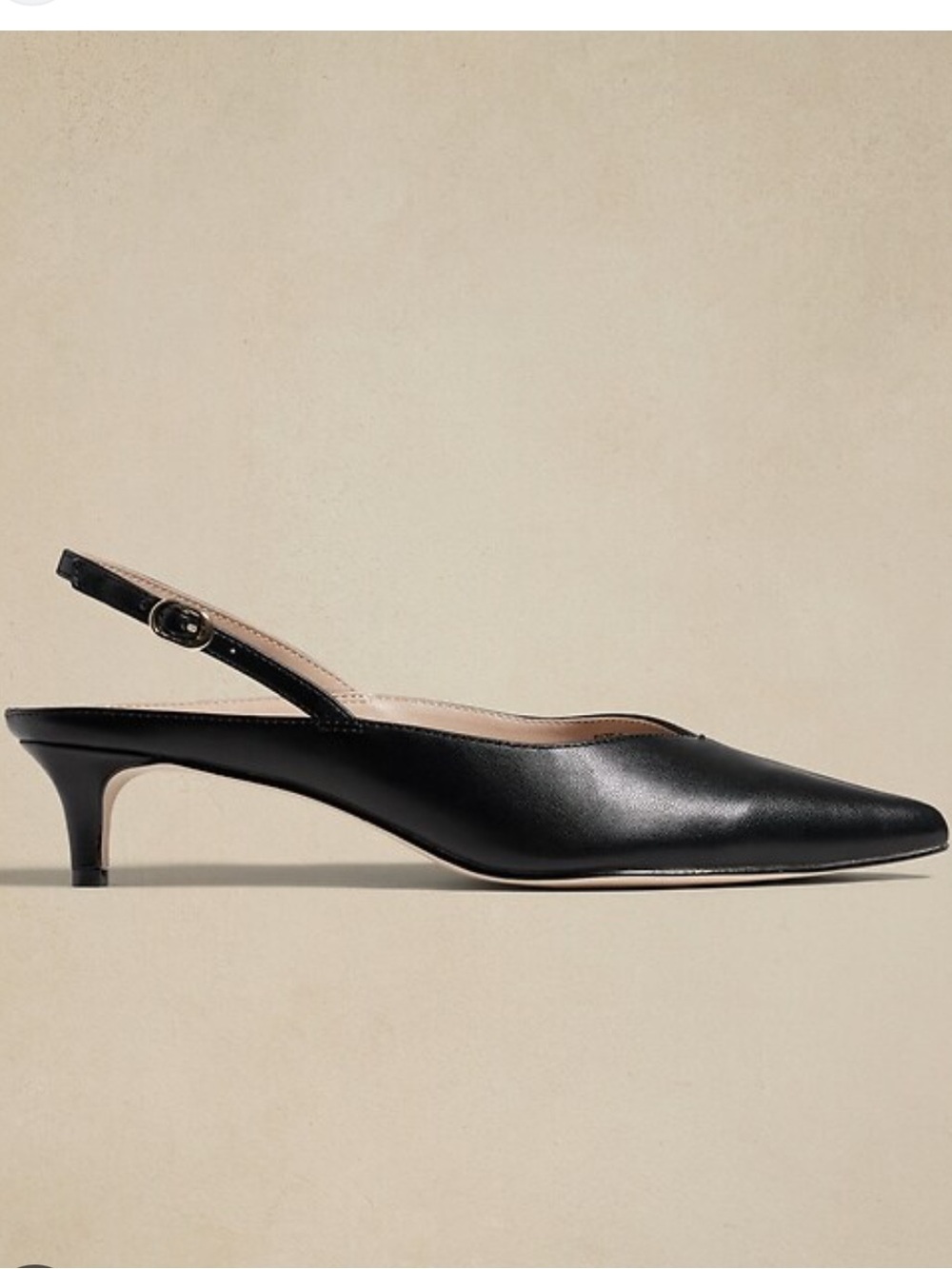 Banana Republic Black Pointed-Toe Slingback Kitten Heel